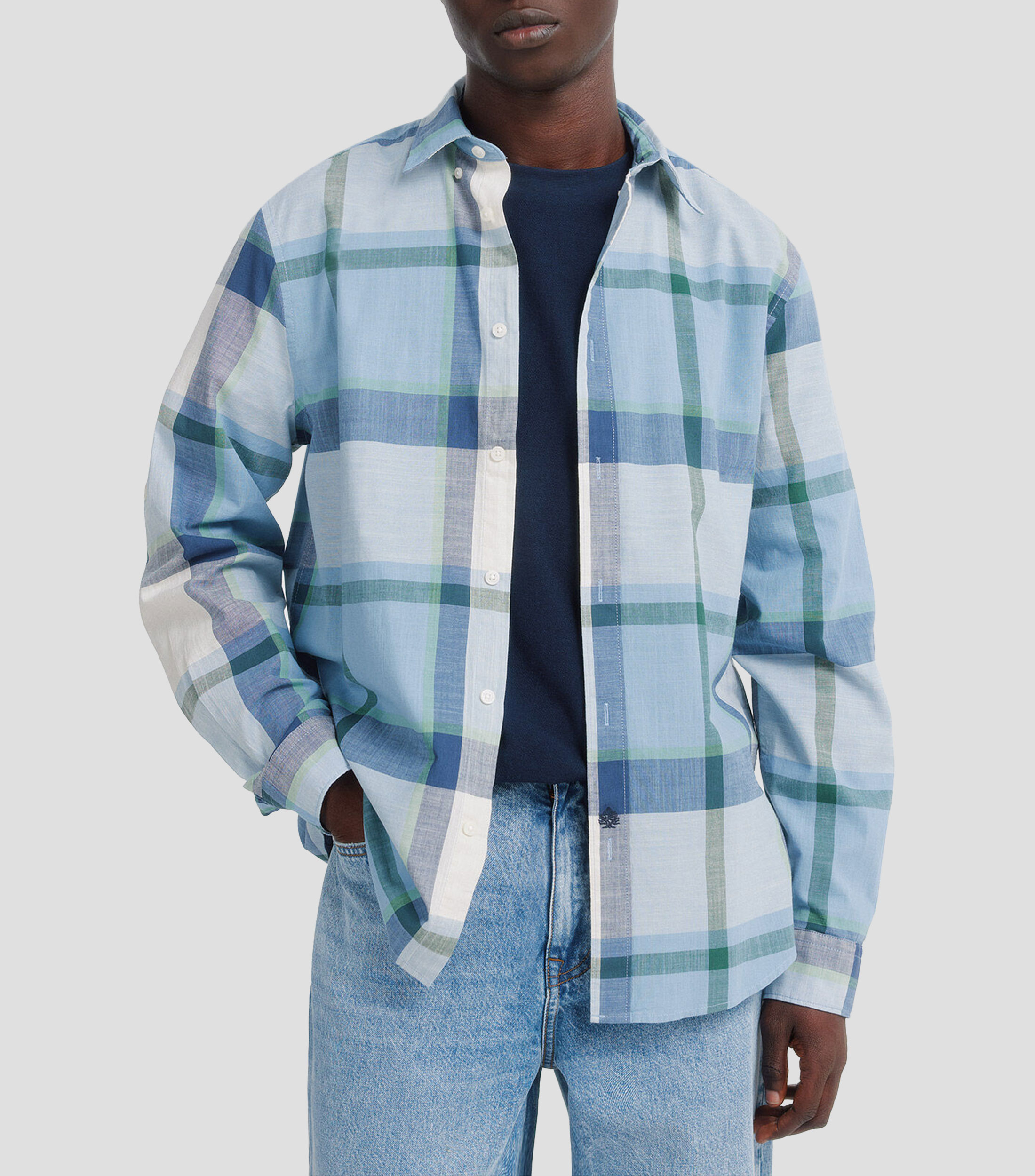 Camisa cuadros manga larga Hombre